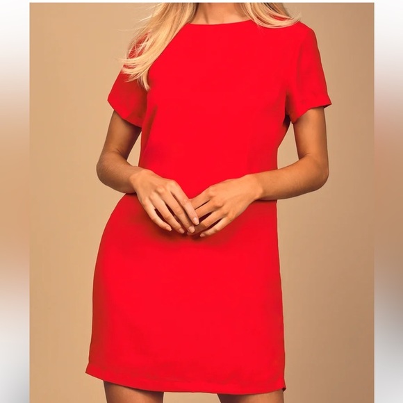 Lulus Shift and Shout Red Shift Dress - Picture 1 of 9